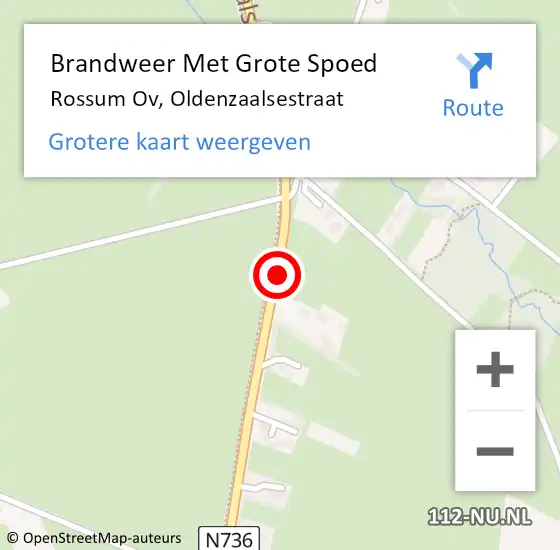 Locatie op kaart van de 112 melding: Brandweer Met Grote Spoed Naar Rossum Ov, Oldenzaalsestraat op 15 februari 2016 17:45