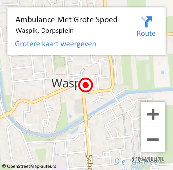 Locatie op kaart van de 112 melding: Ambulance Met Grote Spoed Naar Waspik, Dorpsplein op 15 februari 2016 18:57