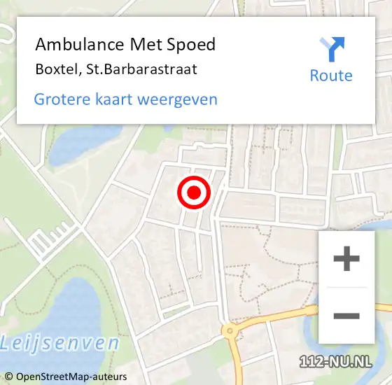 Locatie op kaart van de 112 melding: Ambulance Met Spoed Naar Boxtel, St.Barbarastraat op 15 februari 2016 19:35