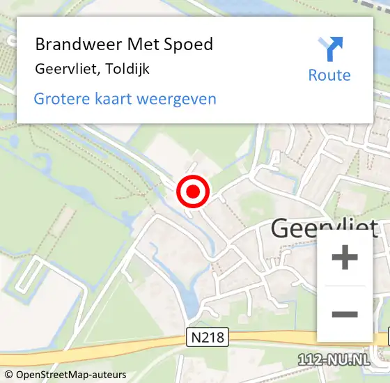 Locatie op kaart van de 112 melding: Brandweer Met Spoed Naar Geervliet, Toldijk op 15 februari 2016 19:56