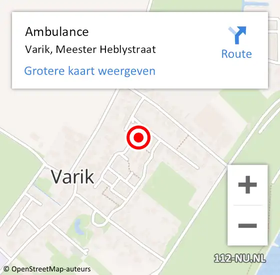 Locatie op kaart van de 112 melding: Ambulance Varik, Meester Heblystraat op 15 februari 2016 22:35