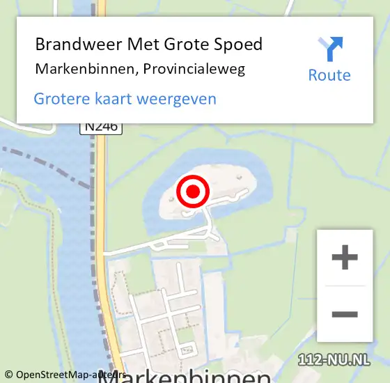 Locatie op kaart van de 112 melding: Brandweer Met Grote Spoed Naar Markenbinnen, Provincialeweg op 15 februari 2016 23:00