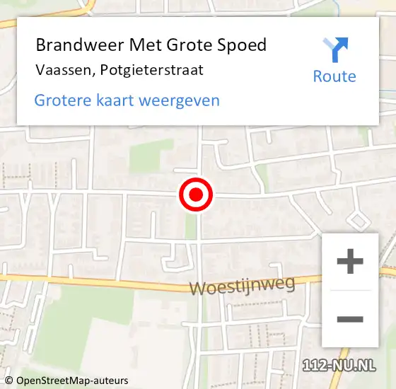 Locatie op kaart van de 112 melding: Brandweer Met Grote Spoed Naar Vaassen, Potgieterstraat op 16 februari 2016 00:06