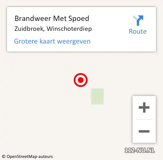 Locatie op kaart van de 112 melding: Brandweer Met Spoed Naar Zuidbroek, Winschoterdiep op 16 februari 2016 06:25