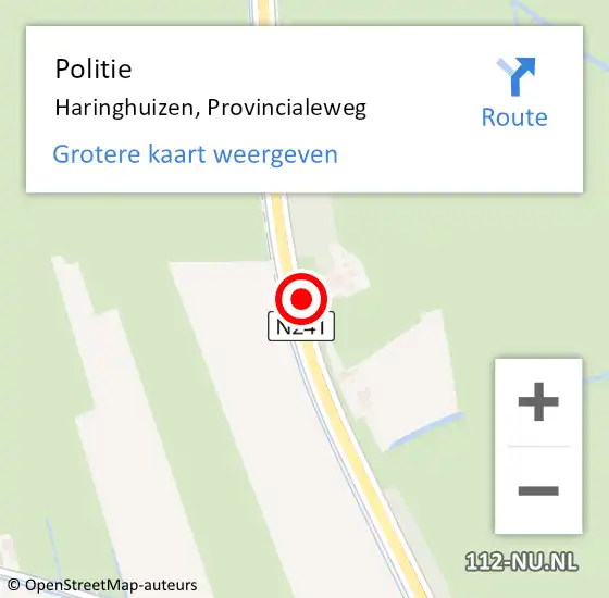 Locatie op kaart van de 112 melding: Politie Haringhuizen, Provincialeweg op 16 februari 2016 07:19