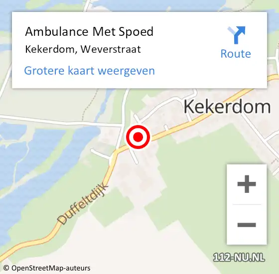 Locatie op kaart van de 112 melding: Ambulance Met Spoed Naar Kekerdom, Weverstraat op 16 februari 2016 07:26