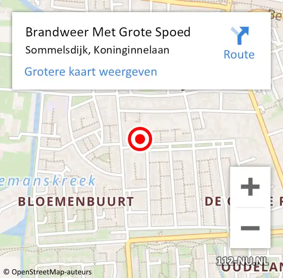 Locatie op kaart van de 112 melding: Brandweer Met Grote Spoed Naar Sommelsdijk, Koninginnelaan op 16 februari 2016 08:23