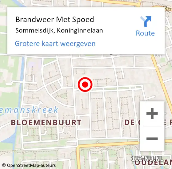 Locatie op kaart van de 112 melding: Brandweer Met Spoed Naar Sommelsdijk, Koninginnelaan op 16 februari 2016 09:17