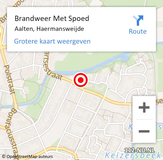 Locatie op kaart van de 112 melding: Brandweer Met Spoed Naar Aalten, Haermansweijde op 16 februari 2016 10:05