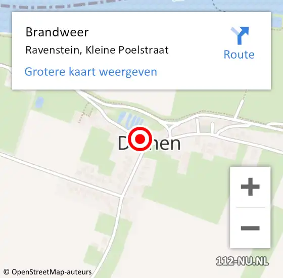 Locatie op kaart van de 112 melding: Brandweer Ravenstein, Kleine Poelstraat op 16 februari 2016 10:22