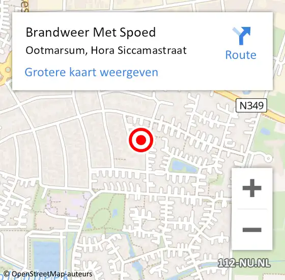 Locatie op kaart van de 112 melding: Brandweer Met Spoed Naar Ootmarsum, Hora Siccamastraat op 16 februari 2016 12:02