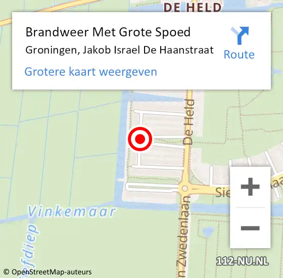 Locatie op kaart van de 112 melding: Brandweer Met Grote Spoed Naar Groningen, Jakob Israel De Haanstraat op 6 december 2013 05:50