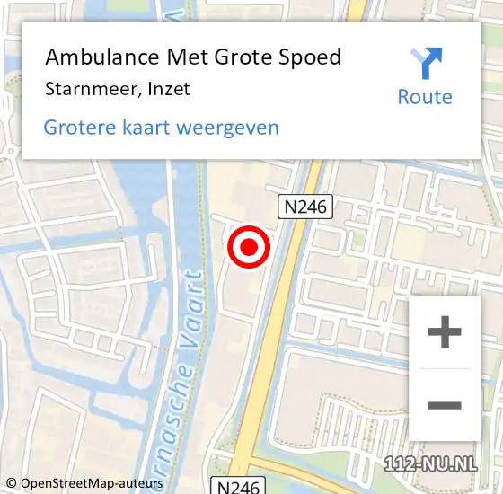 Locatie op kaart van de 112 melding: Ambulance Met Grote Spoed Naar Starnmeer, Inzet op 6 december 2013 06:19