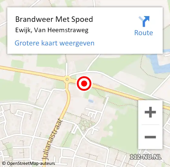 Locatie op kaart van de 112 melding: Brandweer Met Spoed Naar Ewijk, Van Heemstraweg op 6 december 2013 06:29