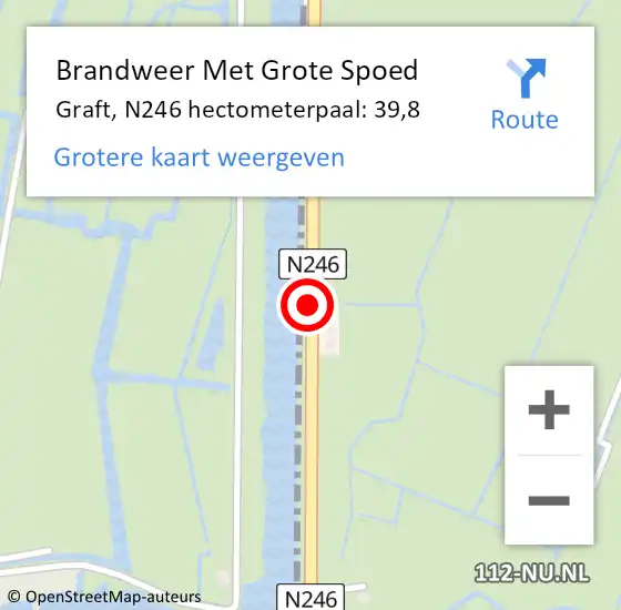 Locatie op kaart van de 112 melding: Brandweer Met Grote Spoed Naar Graft, N246 hectometerpaal: 39,8 op 6 december 2013 06:30