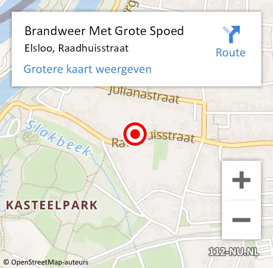 Locatie op kaart van de 112 melding: Brandweer Met Grote Spoed Naar Elsloo, Raadhuisstraat op 16 februari 2016 14:57