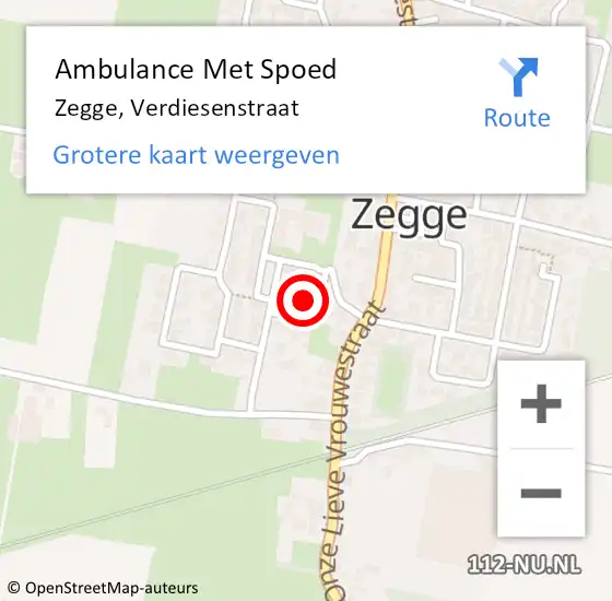Locatie op kaart van de 112 melding: Ambulance Met Spoed Naar Zegge, Verdiesenstraat op 6 december 2013 07:02