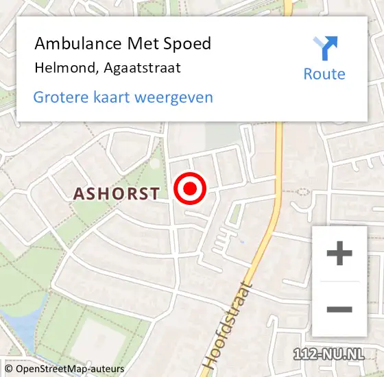 Locatie op kaart van de 112 melding: Ambulance Met Spoed Naar Helmond, Agaatstraat op 16 februari 2016 16:29