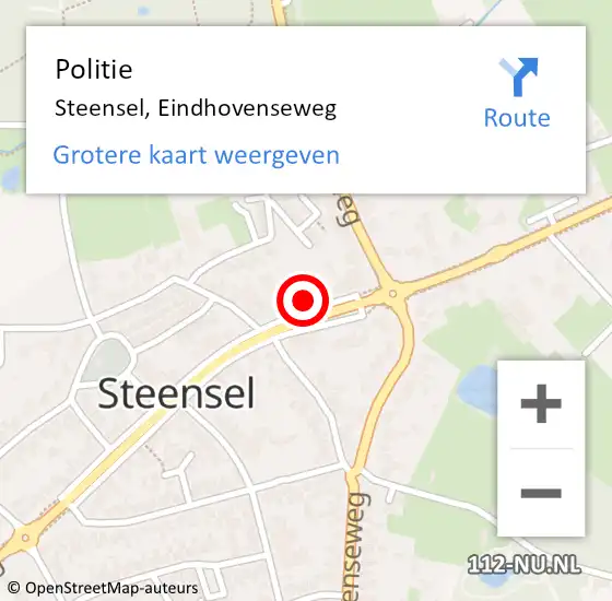 Locatie op kaart van de 112 melding: Politie Steensel, Eindhovenseweg op 16 februari 2016 17:08