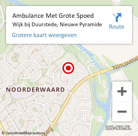 Locatie op kaart van de 112 melding: Ambulance Met Grote Spoed Naar Wijk bij Duurstede, Nieuwe Pyramide op 16 februari 2016 17:23