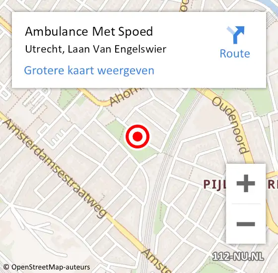 Locatie op kaart van de 112 melding: Ambulance Met Spoed Naar Utrecht, Laan Van Engelswier op 16 februari 2016 17:51