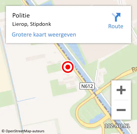 Locatie op kaart van de 112 melding: Politie Lierop, Stipdonk op 16 februari 2016 18:37