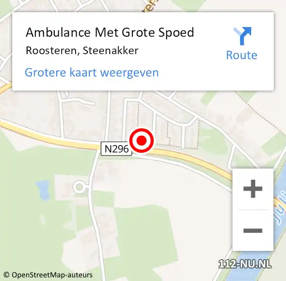 Locatie op kaart van de 112 melding: Ambulance Met Grote Spoed Naar Roosteren, Steenakker op 16 februari 2016 21:06