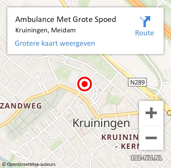 Locatie op kaart van de 112 melding: Ambulance Met Grote Spoed Naar Kruiningen, Meidam op 16 februari 2016 21:26