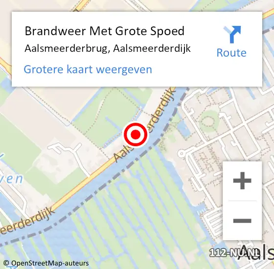 Locatie op kaart van de 112 melding: Brandweer Met Grote Spoed Naar Aalsmeerderbrug, Aalsmeerderdijk op 16 februari 2016 21:34