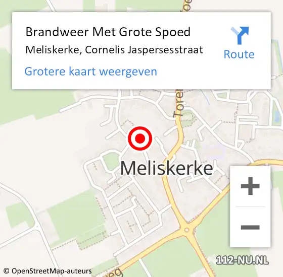 Locatie op kaart van de 112 melding: Brandweer Met Grote Spoed Naar Meliskerke, Cornelis Jaspersesstraat op 16 februari 2016 23:11