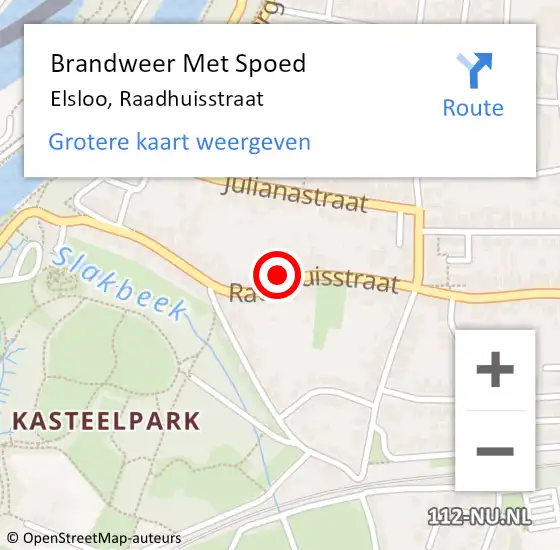 Locatie op kaart van de 112 melding: Brandweer Met Spoed Naar Elsloo, Raadhuisstraat op 16 februari 2016 23:17