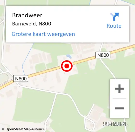 Locatie op kaart van de 112 melding: Brandweer Barneveld, N800 op 17 februari 2016 00:11