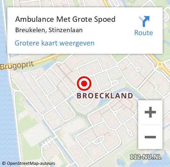 Locatie op kaart van de 112 melding: Ambulance Met Grote Spoed Naar Breukelen, Stinzenlaan op 17 februari 2016 01:51