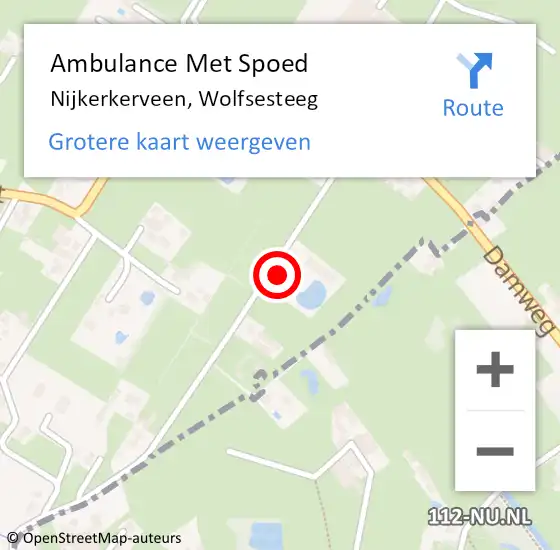 Locatie op kaart van de 112 melding: Ambulance Met Spoed Naar Nijkerkerveen, Wolfsesteeg op 17 februari 2016 06:21