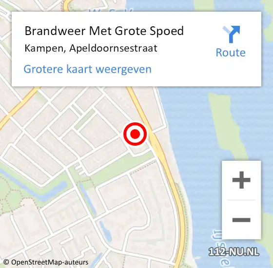 Locatie op kaart van de 112 melding: Brandweer Met Grote Spoed Naar Kampen, Apeldoornsestraat op 17 februari 2016 07:46