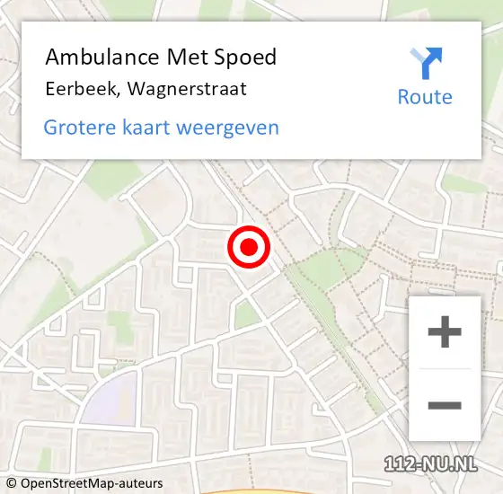 Locatie op kaart van de 112 melding: Ambulance Met Spoed Naar Eerbeek, Wagnerstraat op 17 februari 2016 08:12