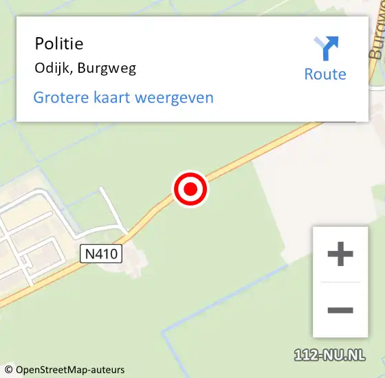 Locatie op kaart van de 112 melding: Politie Odijk, Burgweg op 6 december 2013 08:12