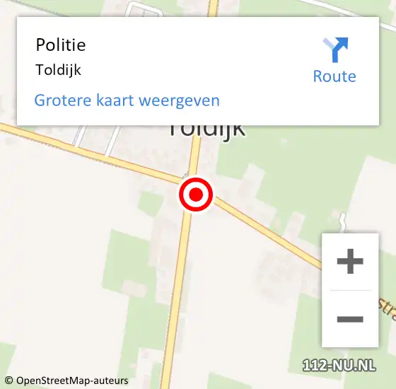 Locatie op kaart van de 112 melding: Politie Toldijk op 17 februari 2016 08:22