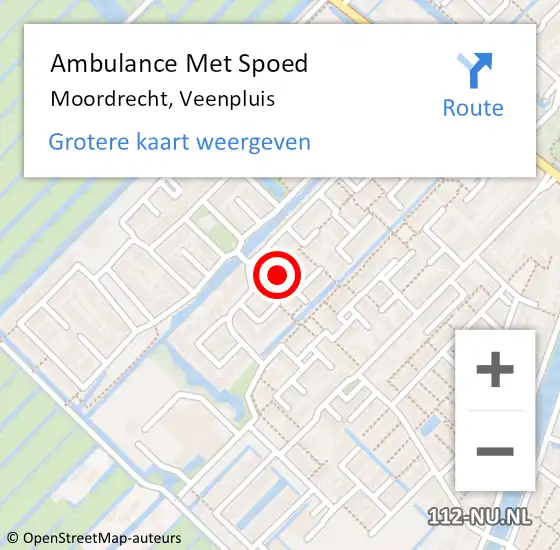 Locatie op kaart van de 112 melding: Ambulance Met Spoed Naar Moordrecht, Veenpluis op 17 februari 2016 08:28