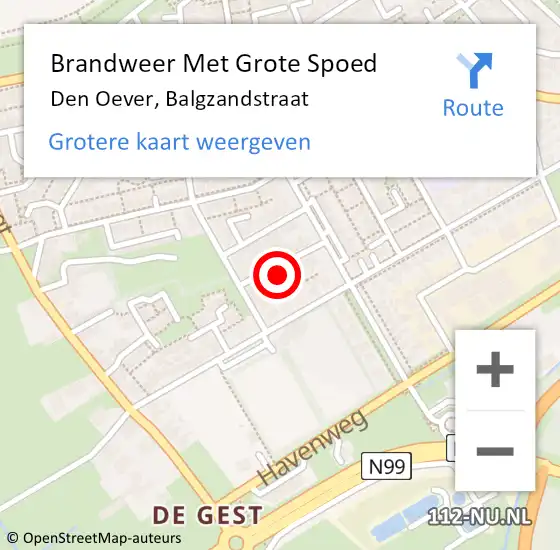 Locatie op kaart van de 112 melding: Brandweer Met Grote Spoed Naar Den Oever, Balgzandstraat op 17 februari 2016 08:45