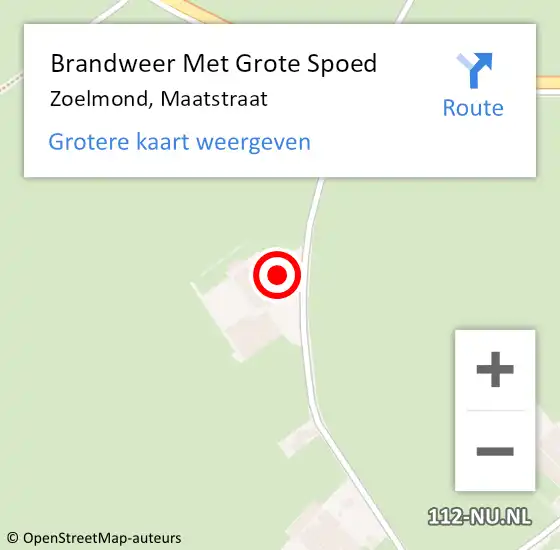 Locatie op kaart van de 112 melding: Brandweer Met Grote Spoed Naar Zoelmond, Maatstraat op 17 februari 2016 08:58