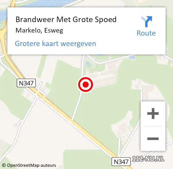 Locatie op kaart van de 112 melding: Brandweer Met Grote Spoed Naar Markelo, Esweg op 17 februari 2016 09:27