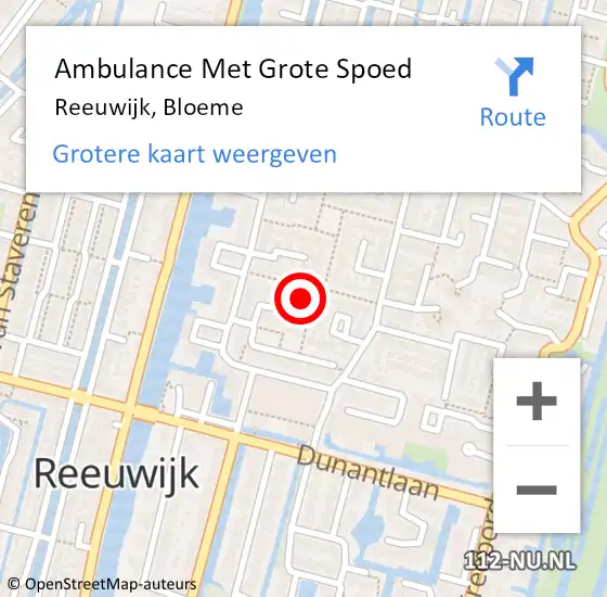 Locatie op kaart van de 112 melding: Ambulance Met Grote Spoed Naar Reeuwijk, Bloeme op 17 februari 2016 09:35