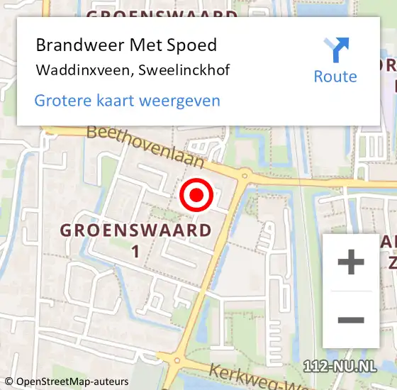 Locatie op kaart van de 112 melding: Brandweer Met Spoed Naar Waddinxveen, Sweelinckhof op 6 december 2013 08:23