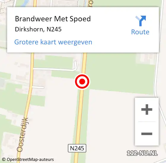 Locatie op kaart van de 112 melding: Brandweer Met Spoed Naar Dirkshorn, N245 op 6 december 2013 08:23