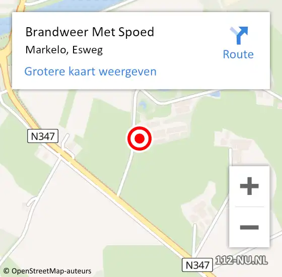 Locatie op kaart van de 112 melding: Brandweer Met Spoed Naar Markelo, Esweg op 17 februari 2016 10:08