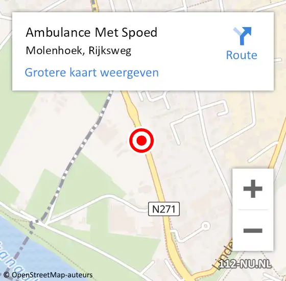 Locatie op kaart van de 112 melding: Ambulance Met Spoed Naar Molenhoek, Rijksweg op 17 februari 2016 11:43