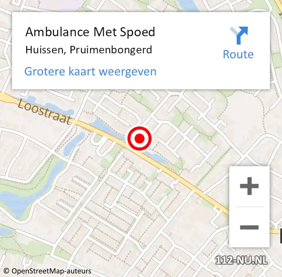 Locatie op kaart van de 112 melding: Ambulance Met Spoed Naar Huissen, Pruimenbongerd op 17 februari 2016 11:43