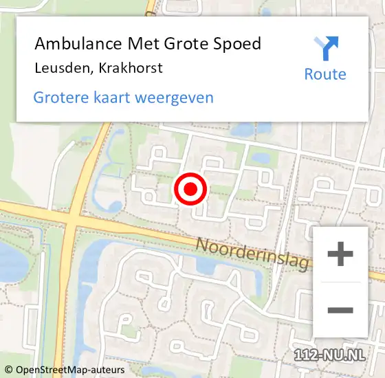 Locatie op kaart van de 112 melding: Ambulance Met Grote Spoed Naar Leusden, Krakhorst op 17 februari 2016 12:36