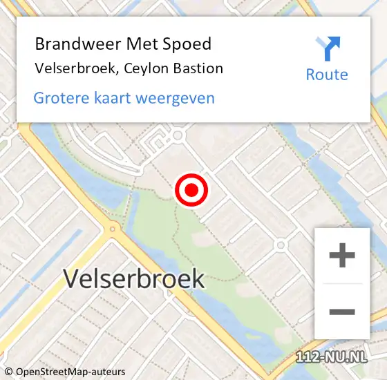 Locatie op kaart van de 112 melding: Brandweer Met Spoed Naar Velserbroek, Ceylon Bastion op 17 februari 2016 13:40